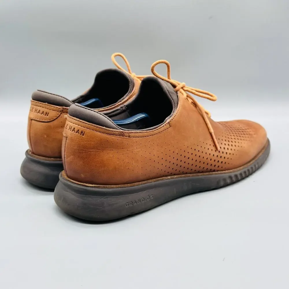 Cole Haan Shoes Mens 12 Brown Leather Zerogrand Perforated Oxford Dress Sneakers - Picture 6 of 10